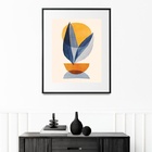 Quadro Planta Boho Azul Royal - 60x48cm Moldura Preta