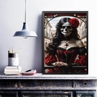 Quadro Pomba Gira Rosa Caveira 24x18cm - Com Vidro Moldura Pr