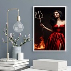 Quadro Pomba Gira - Tridente 24x18cm Moldura Branca