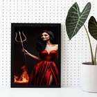 Quadro Pomba Gira - Tridente 33x24cm - Com Vidro Moldura Preta