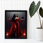 Quadro Pomba Gira - Vestido Vermelho 33x24cm Moldura Branca