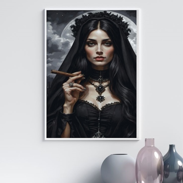 Quadro Pombagira 7 Catacumbas 45x34cm Moldura Branca