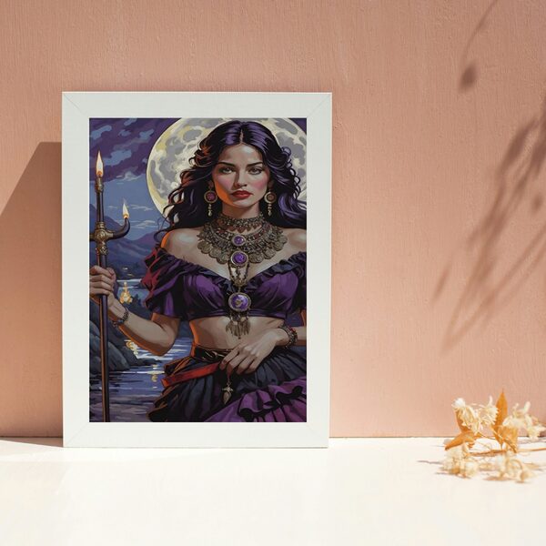 Quadro Pombagira Cigana 7 Luas 33x24cm - Com Vidro Moldura Br