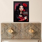 Quadro Pombagira Cigana Rosa Vermelha 45x34cm - Com Vidro Mol