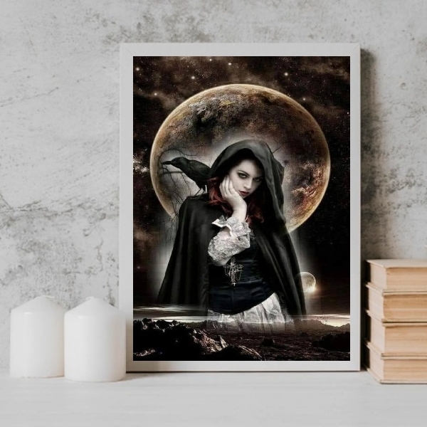 Quadro Pombagira Dama Da Noite 33x24cm Moldura:madeira Preta