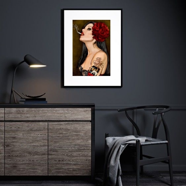 Quadro Pombagira Maria Padilha - 60x48cm Moldura:madeira Preta