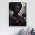 Quadro Pombagira Rosa Negra 45x34cm - Com Vidro Moldura Branca