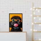 Quadro Poodle Bubble Gum 33x24cm - Com Vidro Moldura:madeira