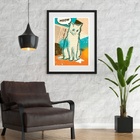 Quadro Pop Art Gato Meow - 60x48cm Moldura:madeira Preta