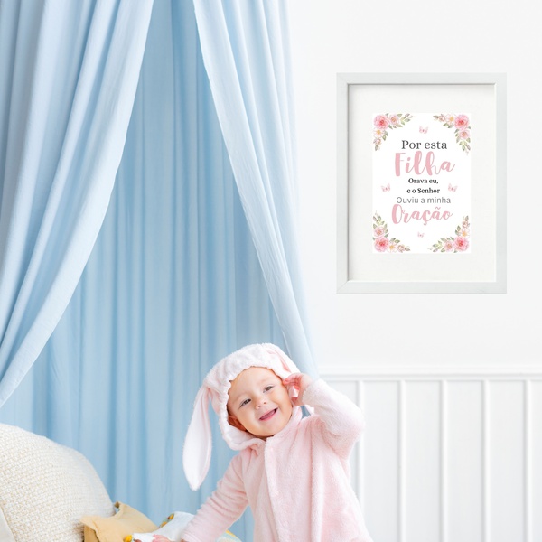 Quadro Por Esta Filha Eu Orava - 60x48cm Moldura Preta