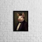 Quadro Porco Nobre 24x18cm Moldura:madeira Preta