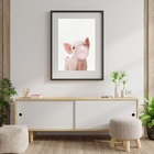 Quadro Porquinho Bubble Gum - 60x48cm Moldura:madeira Branca