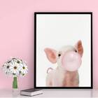 Quadro Porquinho Chicletes 24x18cm - Com Vidro Moldura:madeir