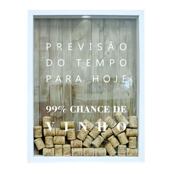 Quadro Porta Rolhas 32x42x4cm Previsão Do Tempo Branco I