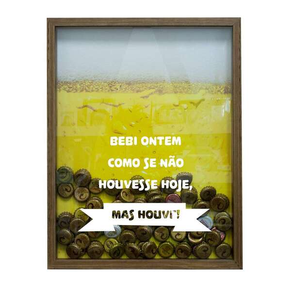 Quadro Porta Tampinhas De Cervejas Bebi Ontem Natural