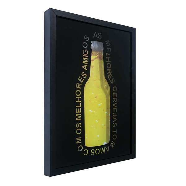 Quadro Porta Tampinhas Melhores Cervejas Preto 27x37cm