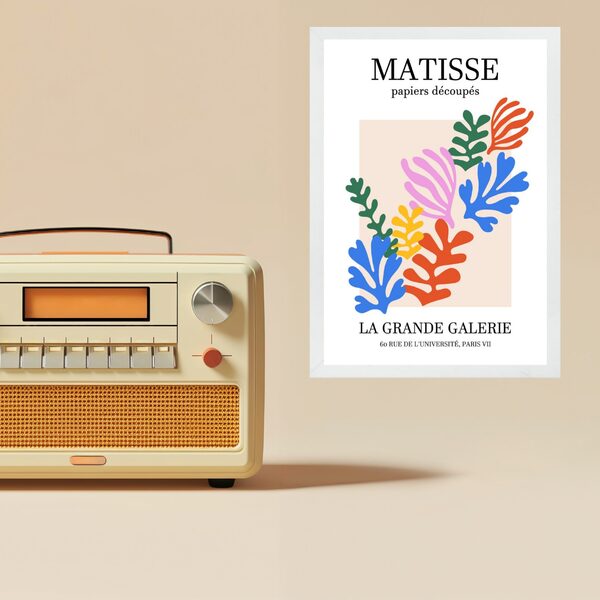 Quadro Poster Arte Matisse Corais Coloridos 33x24cm - Com Vid