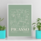 Quadro Poster Arte Picasso Verde 24x18cm - Com Vidro Moldura