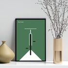 Quadro Poster Bauhaus - Bicicleta Verde 33x24cm - Com Vidro M