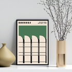 Quadro Poster Bauhaus Green Architectural 24x18cm Moldura Bra