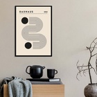 Quadro Poster Bauhaus Minimalista Bege 24x18cm Moldura:madeir