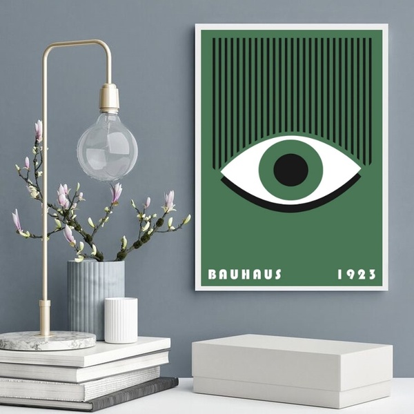 Quadro Poster Bauhaus - Olho Verde 24x18cm Moldura Preta
