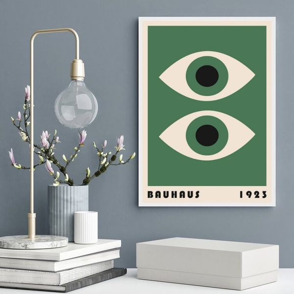 Quadro Poster Bauhaus - Olhos Verdes 33x24cm Moldura Branca