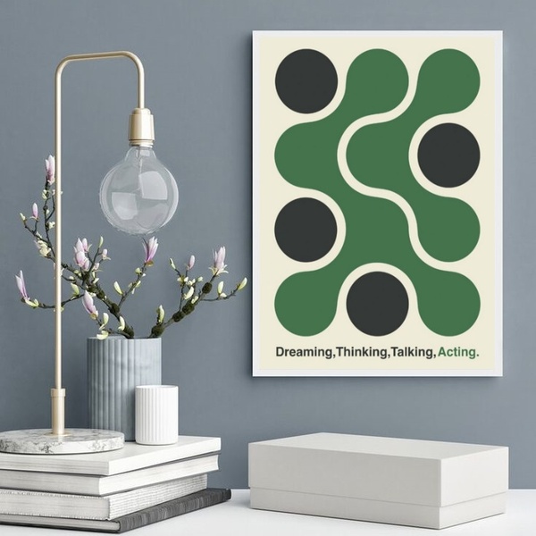 Quadro Poster Bauhaus Verde - Ação 24x18cm Moldura Preta