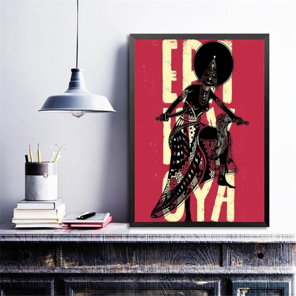 Quadro Poster Candomblé Iansã 33x24cm Moldura:madeira Preta