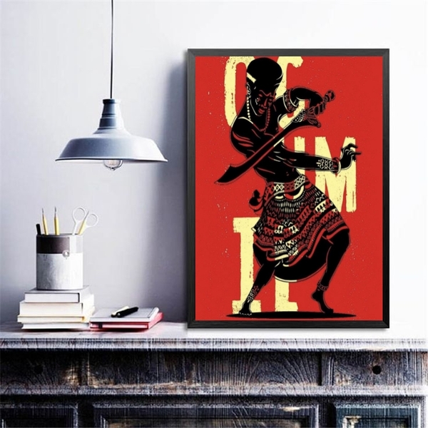 Quadro Poster Candomblé Ogum 33x24cm Moldura:madeira Preta