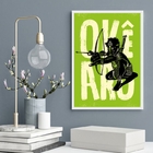 Quadro Poster Candomblé Oxóssi 33x24cm Moldura:madeira Branca