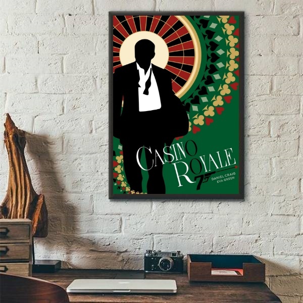 Quadro Poster Casino Royale 45x34cm Moldura:madeira Preta
