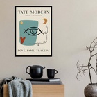 Quadro Poster Exposição Picasso 24x18cm Moldura:madeira Branca