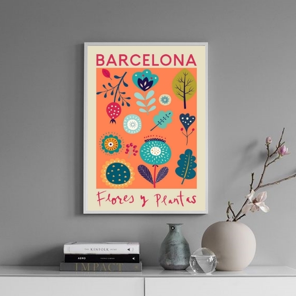 Quadro Poster Flores E Plantas - Barcelona 33x24cm Moldura:ma