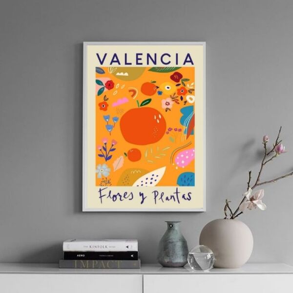 Quadro Poster Flores E Plantas - Valencia 33x24cm - Com Vidro