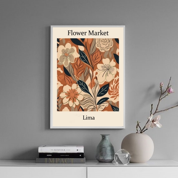 Quadro Poster Flower Market - Lima 33x24cm Moldura:madeira Br