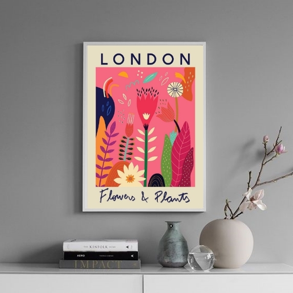 Quadro Poster Flower Market - London 45x34cm Moldura:madeira