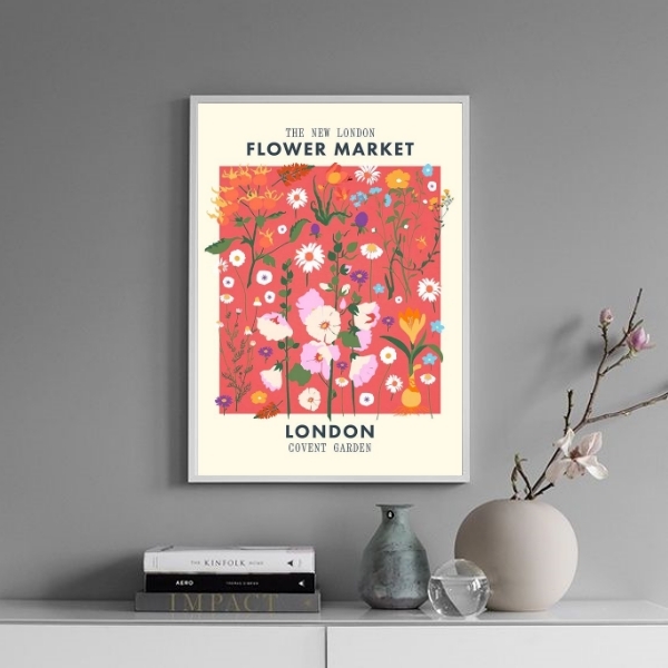 Quadro Poster Flower Market - Londres 45x34cm - Com Vidro Mol