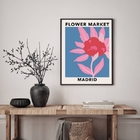Quadro Poster Flower Market - Madrid 45x34cm - Com Vidro Mold
