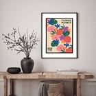 Quadro Poster Flower Market - Osaka 24x18cm - Com Vidro Moldu