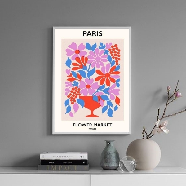 Quadro Poster Flower Market - Paris 24x18cm Moldura:madeira B
