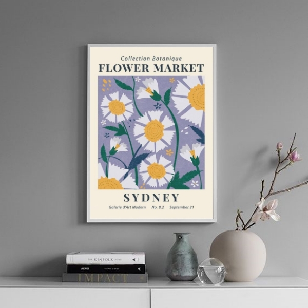 Quadro Poster Flower Market - Sydney 24x18cm Moldura:madeira