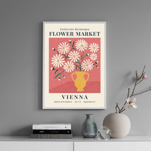 Quadro Poster Flower Market - Vienna 24x18cm - Com Vidro Mold