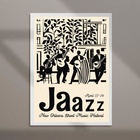 Quadro Poster Jazz Preto E Bege 24x18cm - Com Vidro Moldura P