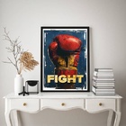 Quadro Poster Luva De Boxe - Fight 33x24cm Moldura Branca
