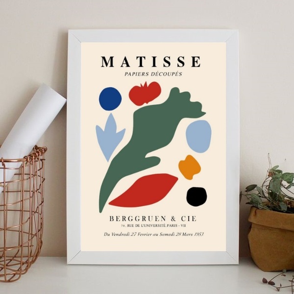 Quadro Poster Papiers Découpés Matisse 45x34cm - Com Vidro Mo
