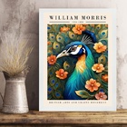 Quadro Poster Pavão - William Morris 45x34cm - Com Vidro Mold