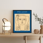 Quadro Poster Picasso Minimalista Azul mulher 45x34cm - Com V