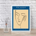 Quadro Poster Picasso Minimalista azul 33x24cm Moldura:madeir