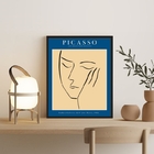 Quadro Poster Picasso Minimalista azul 45x34cm Moldura:madeir